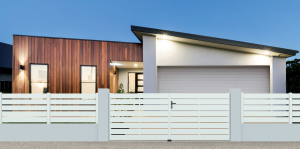 Portail ajouré en aluminium, design moderne avec ventilation naturelle et résistance aux intempéries